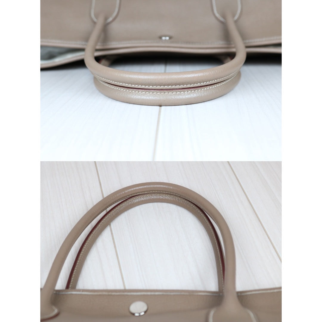 Very Good ( Rank A) ｜ HERMES Garden Party PM Clemence Etoupe Handbag ◽︎O Stamp Made in 2011 Year ｜24051311