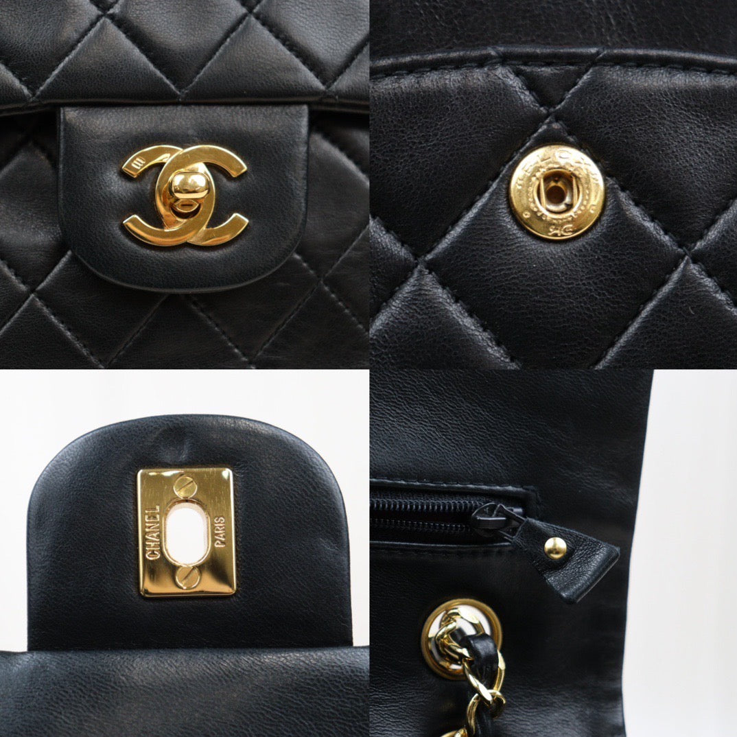 Rank A ｜ CHANEL Matrasse Double Flap 25 Shoulder Bag Black Made In 1989-1991Year｜S24030406