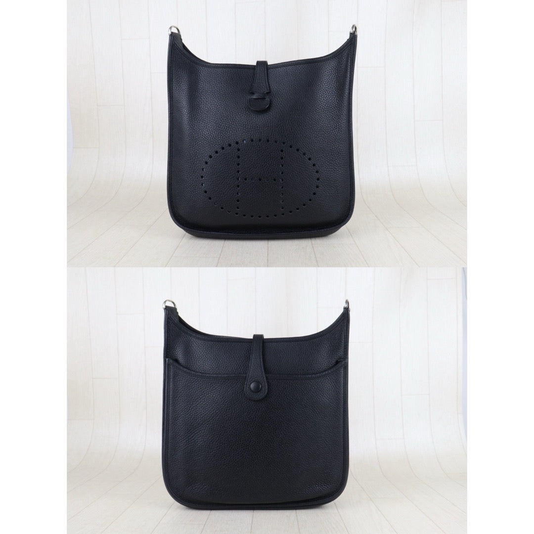 Include Entrupy Certificate of Authenticity｜Very Good ( Rank A)｜ HERMES TC Leather  Evelyne 29 Shoulder Bag Black C Stamp Made In 2018Year｜S26041701