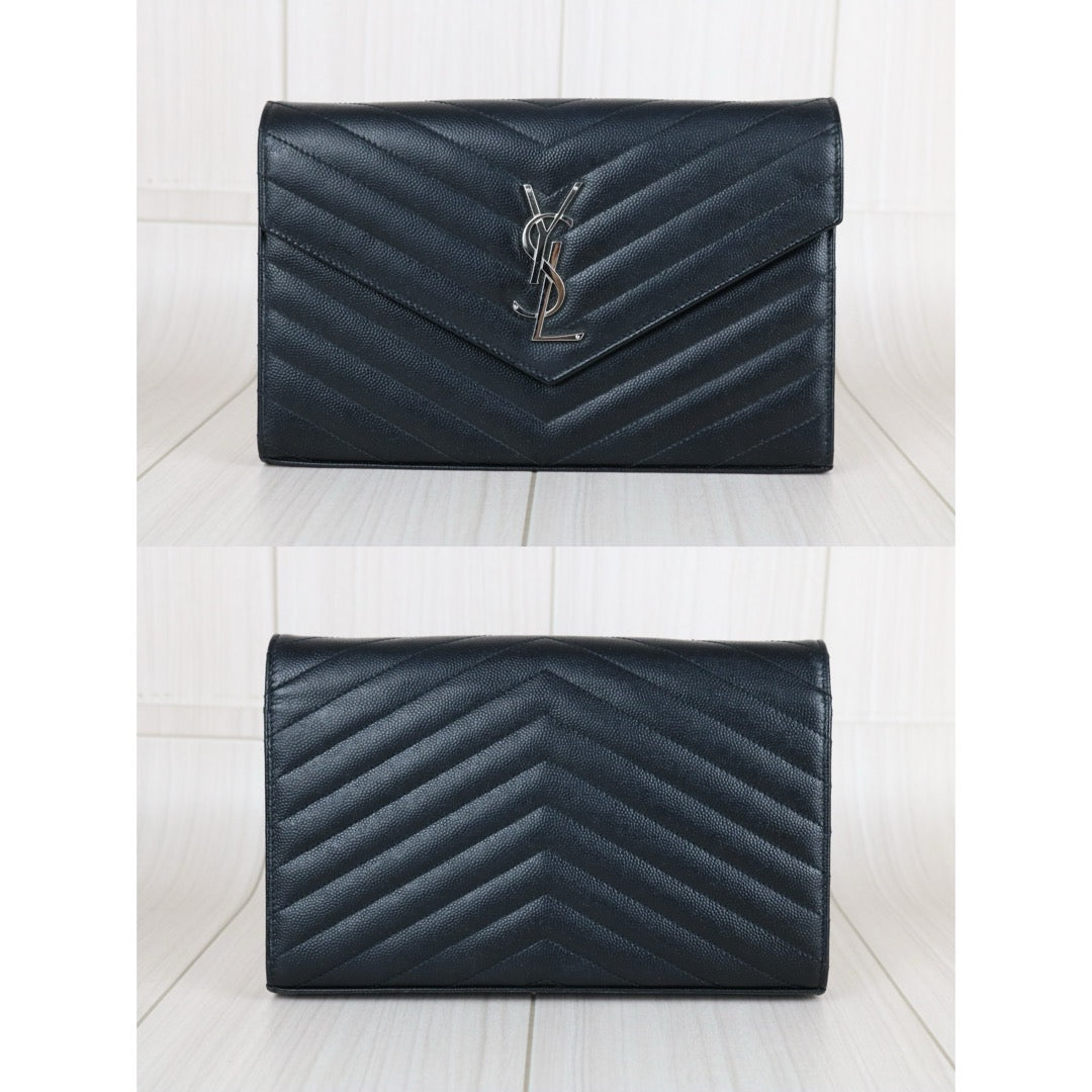 Very Good ( Rank A)｜Saint Laurent YSL Caviar Skin Shoulder Bag Black｜S25060303