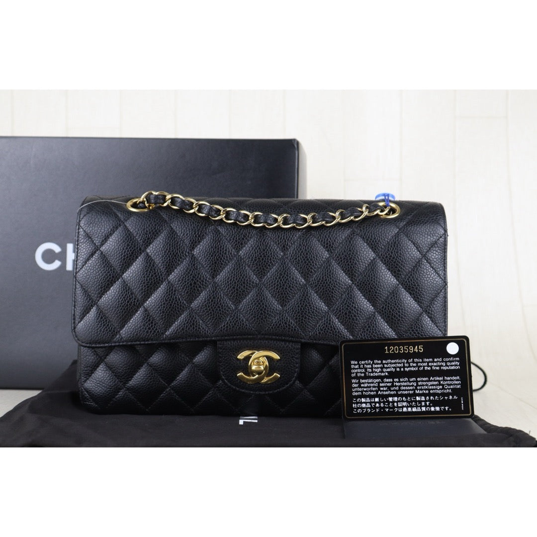 Include Entrupy Certificate of Authenticity｜Good ( Rank AB)｜ CHANEL Caviar Skin Calf Leather Double Flap 25 Shoulder Bag  Made In 2008-2009 Year｜S26061901