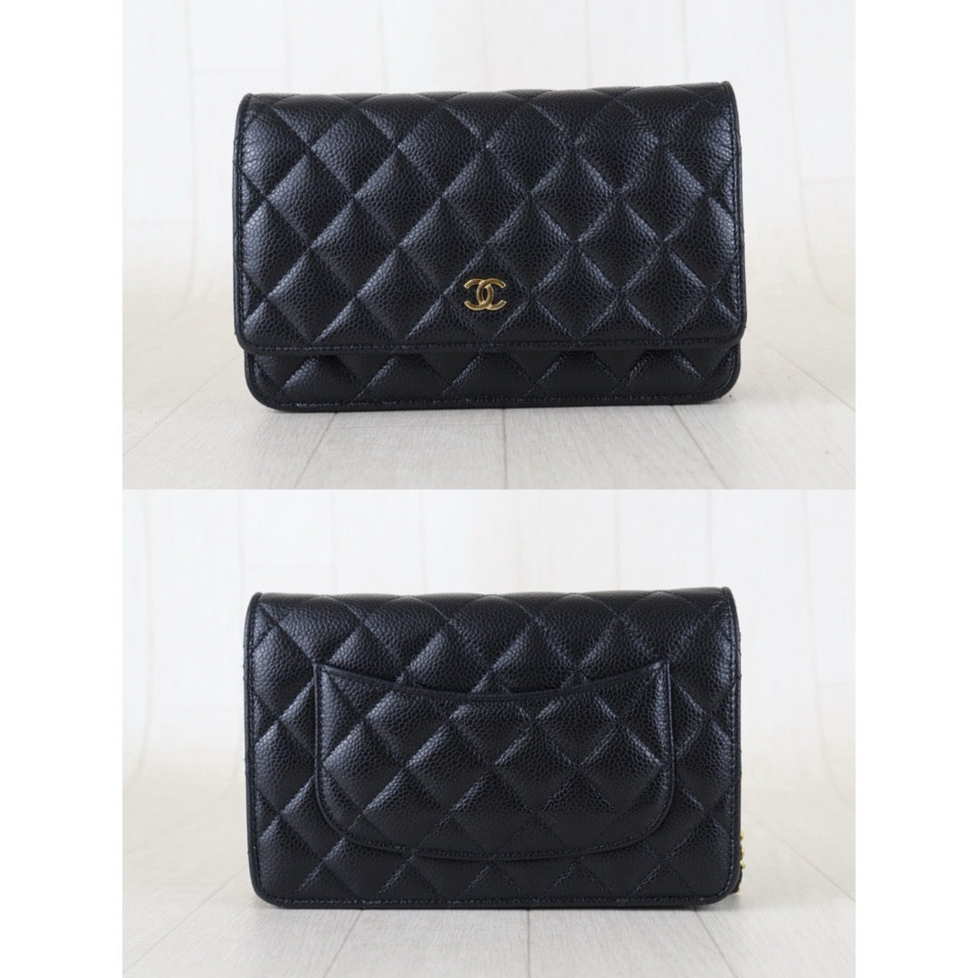 Include Entrupy Certificate of Authenticity｜Very Good ( Rank A)｜CHANEL Caviar Skin WOC Chain Bag Black  IC Chips Model｜S26090704
