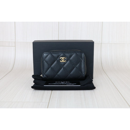 Very Good ( Rank A) ｜CHANEL Caviar Skin Leather Calf  Wallet Black Made In 2018 Year｜X25050603