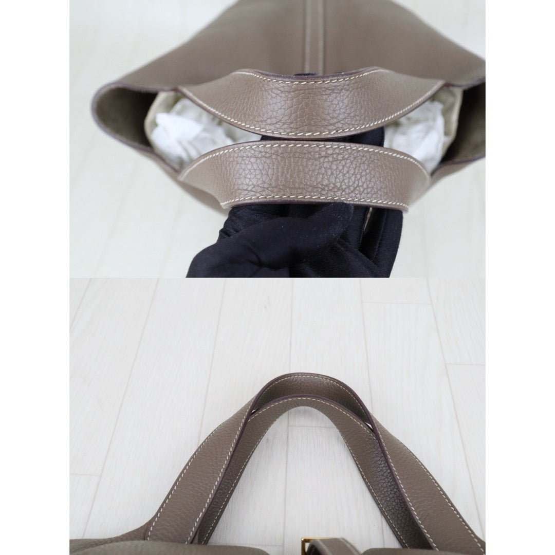 Good ( Rank AB)｜ Hermes Picotin Lock 22 TC Leather HandBag Etoupe Gray Z Stamp Made In 2021 Year｜H25081803