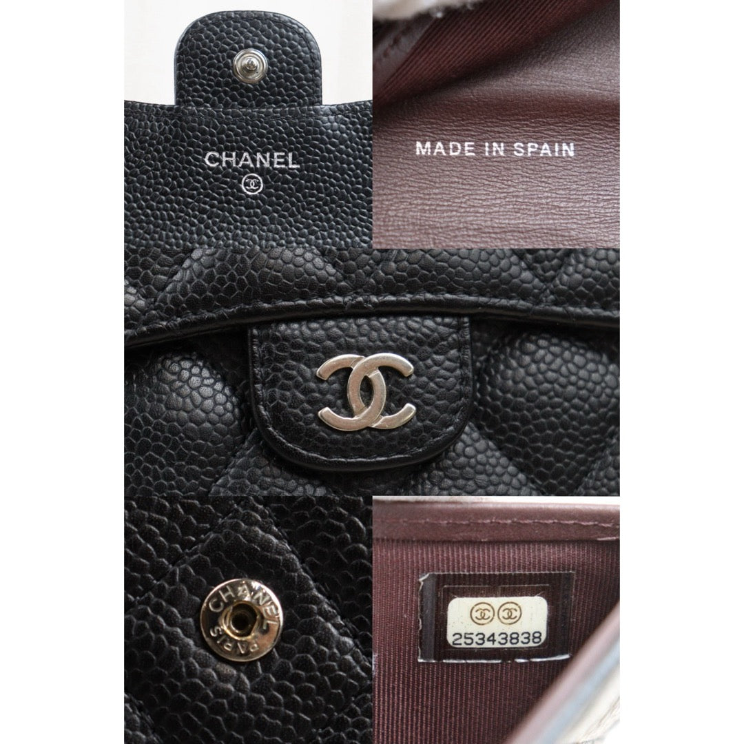 Good ( Rank AB)｜CHANEL Caviar Skin Leather Calf Leather  Wallet Black Made In 2018 Year｜S25021020