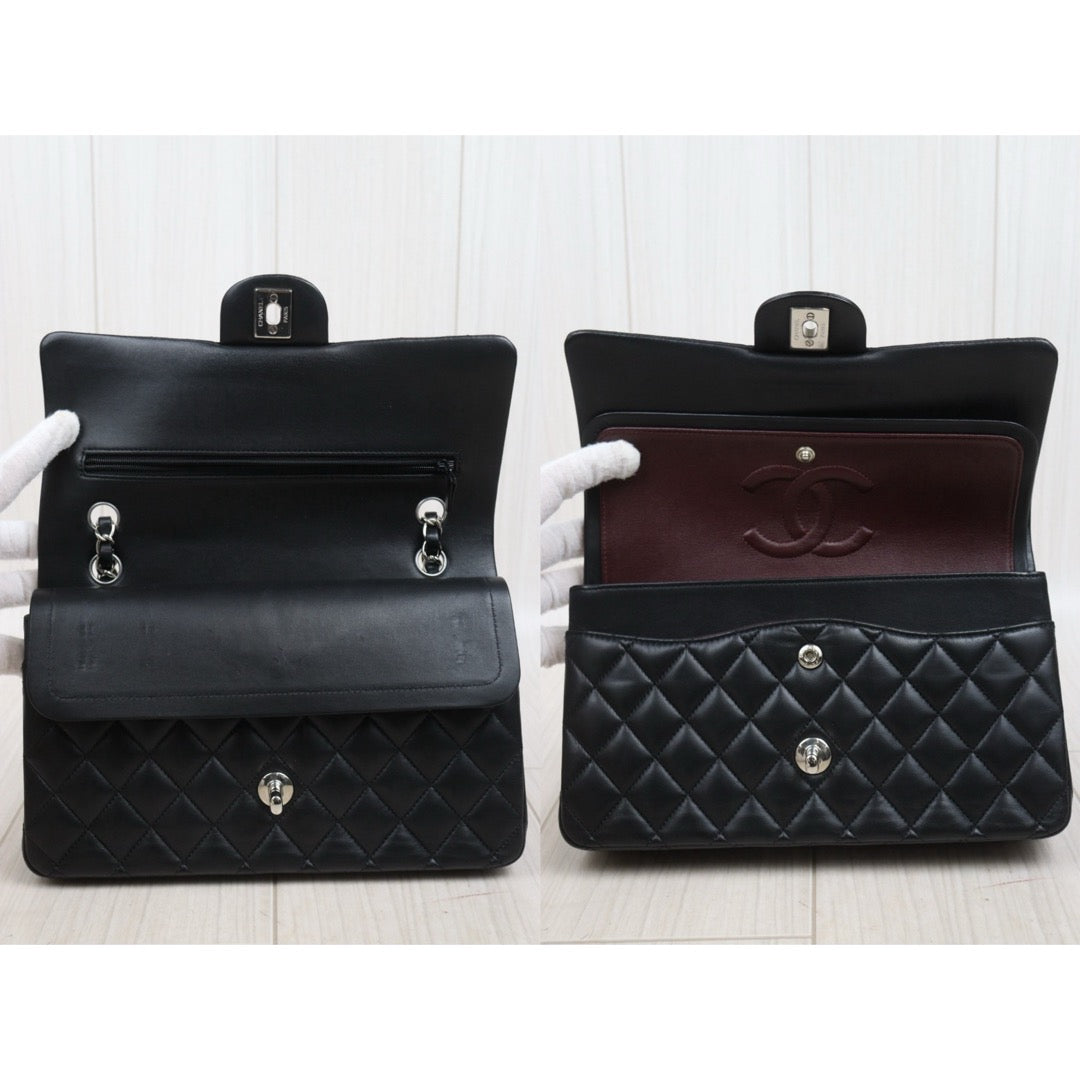Very Good ( Rank A)｜ CHANEL Lamb Skin Matrasse Double Flap 25 Shoulder Bag  Black Made In 2017Year｜S25101808