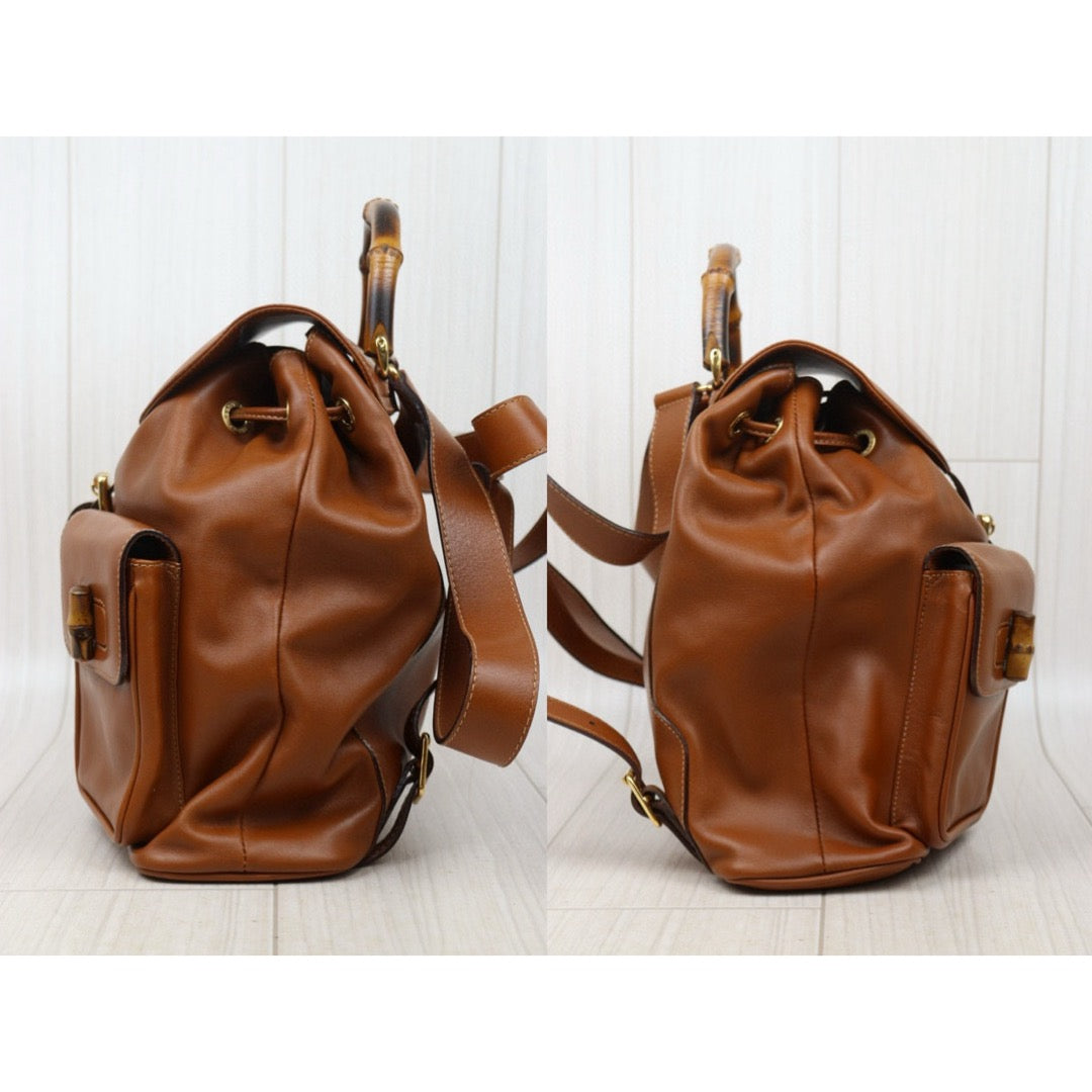 Good ( Rank AB)｜GUCCI Bamboo Leather GM Backpack Brown｜24092615