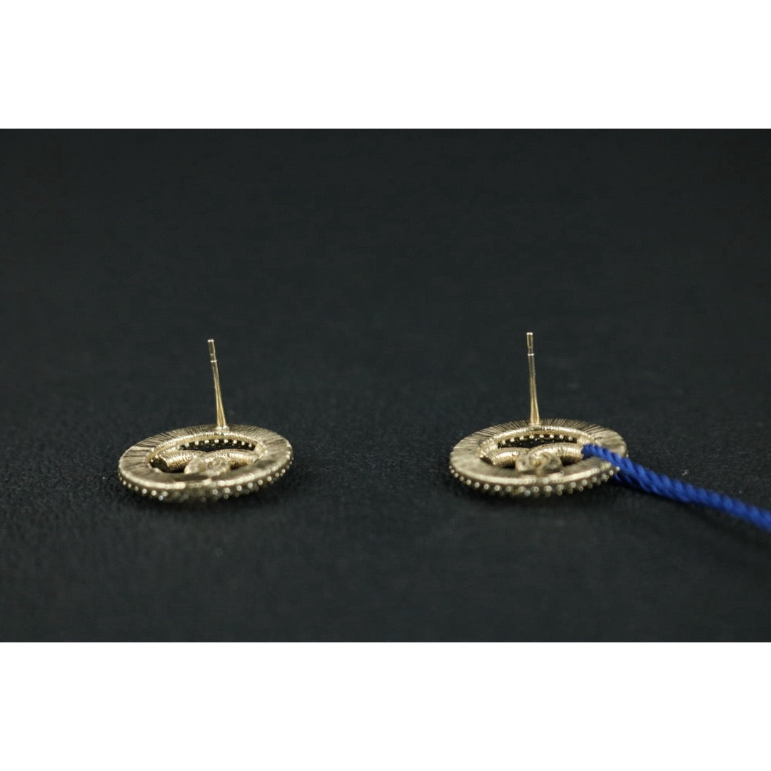 Include Authentic Detective Certificate of Authenticity｜Very Good ( Rank A) ｜CHANEL B20S COCO Mark  Circlet Rhinestone Earrings Made In 2020 Year｜S26062504