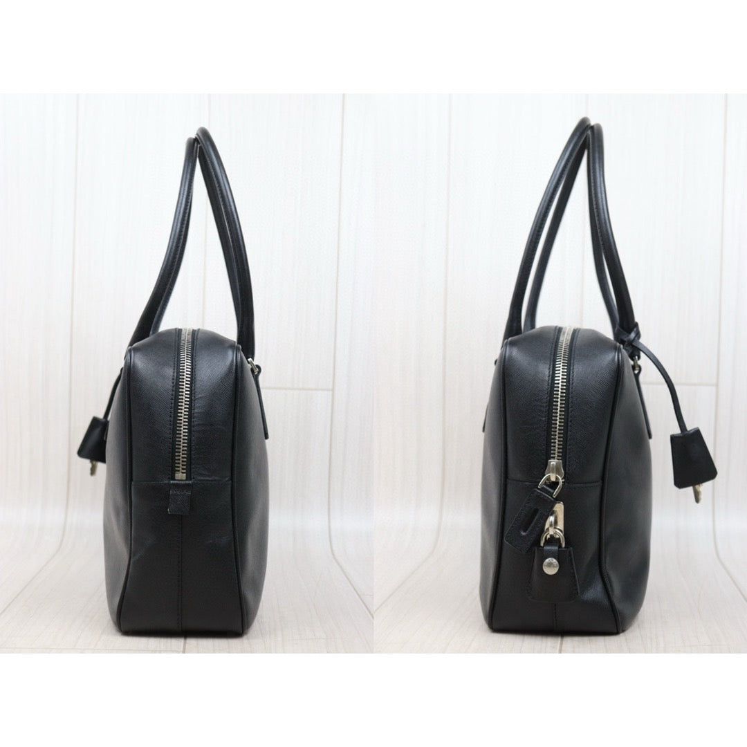 Good ( Rank AB)｜Prada Leather Saffiano Briefcase Handbag Black｜V25050815