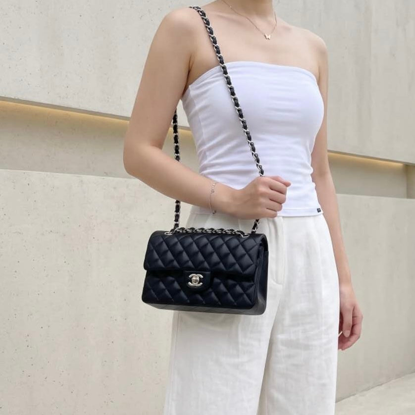 Include Entrupy Certificate of Authenticity｜Very Good ( Rank A)｜ CHANEL Lamb Skin Matrasse Chain Double Flap 23 Shoulder Bag  Black IC Chips Model｜S26091614
