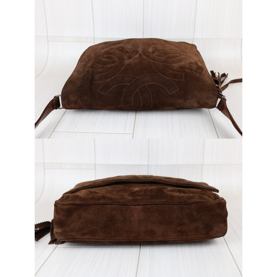 Include Entrupy Certificate of Authenticity｜Good ( Rank AB) ｜ CHANEL  Coco Mark Chammy Leather Tassel Shoulder Bag Brown Made In 1994～1996Year ｜S26032907