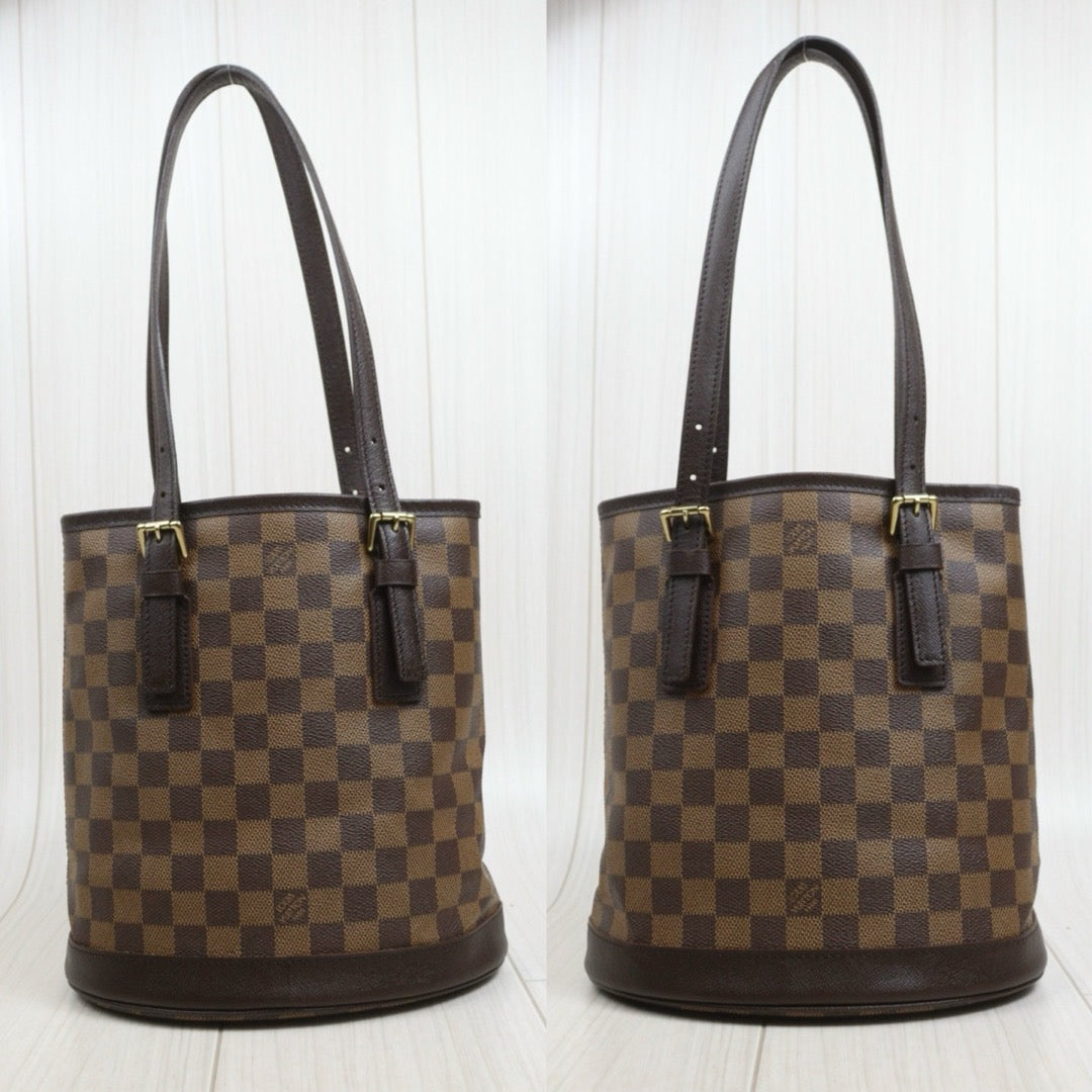 Include Entrupy Certificate of Authenticity｜Good ( Rank AB)｜ Louis Vuitton Damier Ebene Marais Bucket PM Shoulder Strap｜26100105