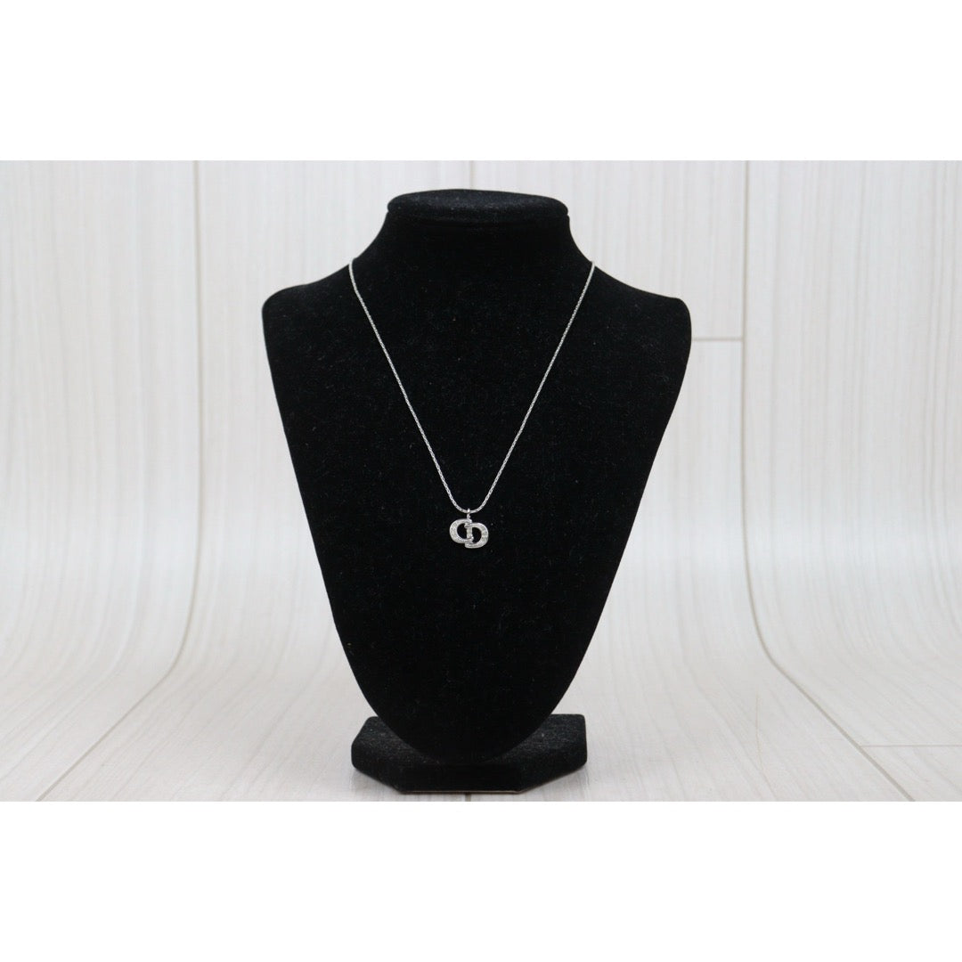Very Good ( Rank A) ｜ Dior CD Rhinestone Necklace Silver ｜V25121115