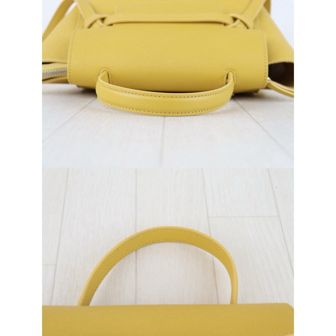 Very Good ( Rank A)｜CELINE Calf Leather  Belt Nano Handbag Shoulder Bag Yellow｜S25103003
