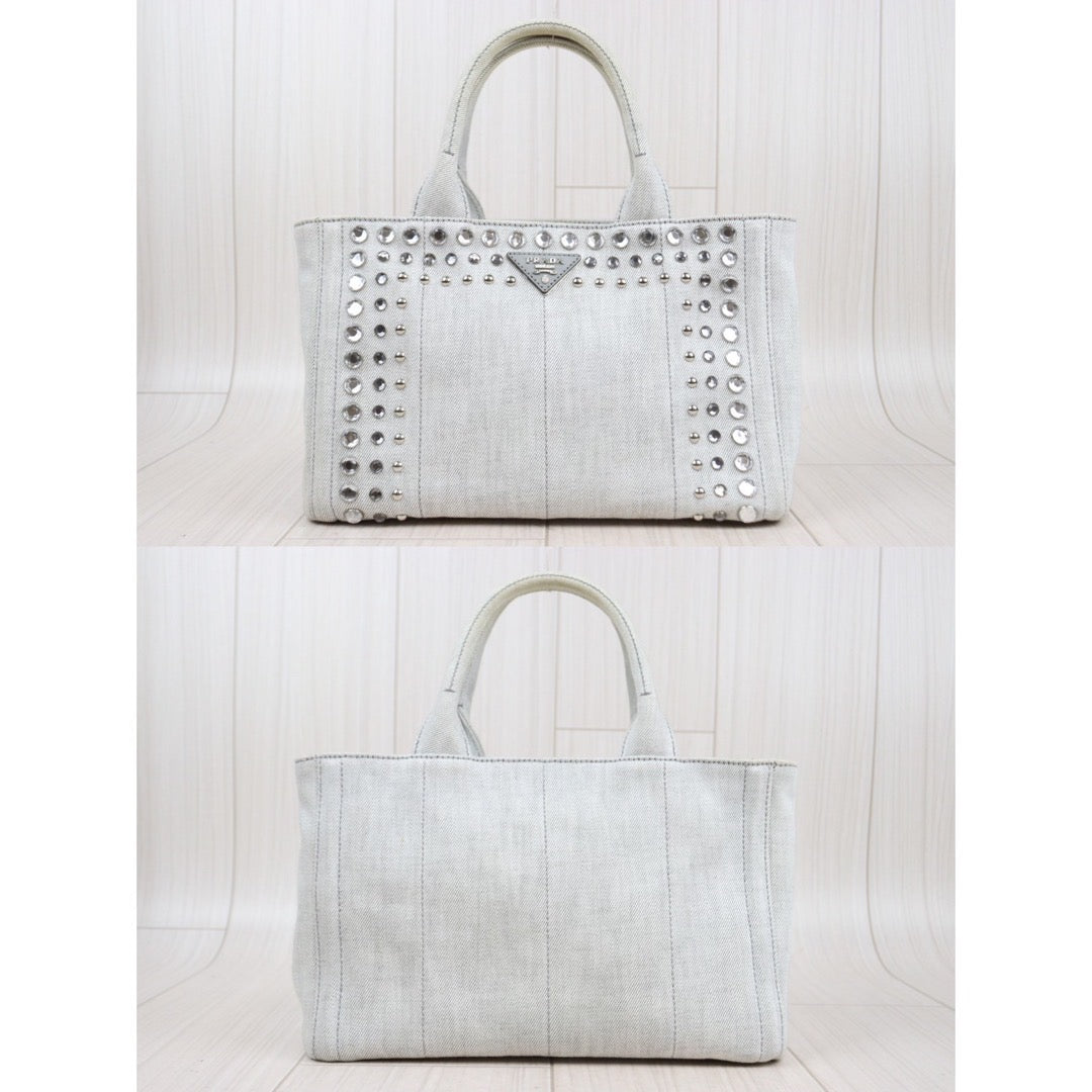 Rank AB ｜ PRADA Canvas Handbag Shoulder Bag White｜Q24030511