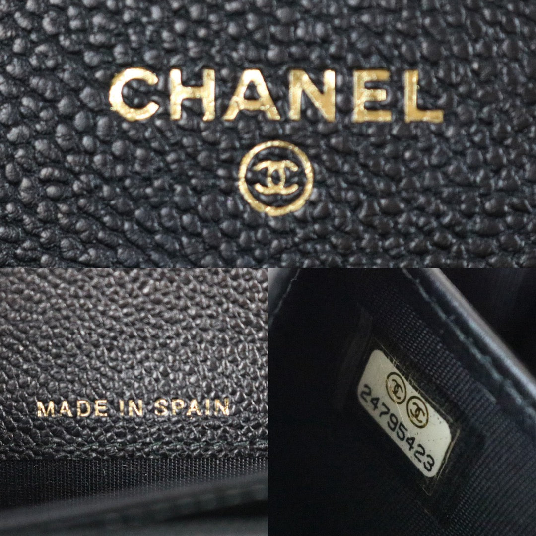 Include Entrupy Certificate of Authenticity｜Very Good ( Rank A)｜Full Set CHANEL Leboy Caviar Skin Black Long Wallet Made In 2017-2018Year｜X26031202