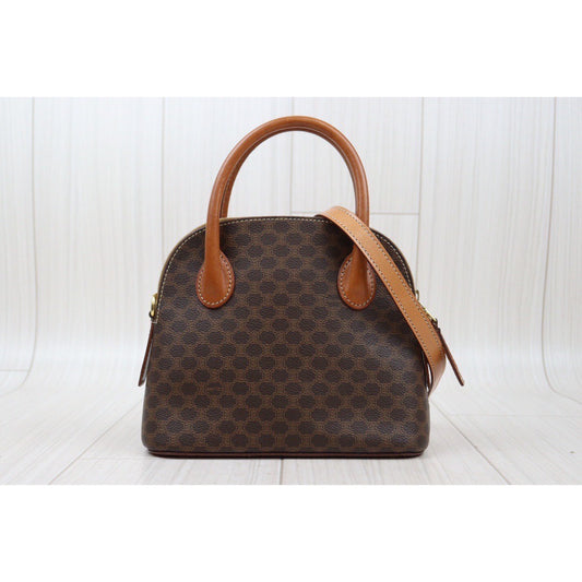 Rank AB ｜ CELINE Macadam Bowling Bag Handbag With Shoulder Strap ｜24040411