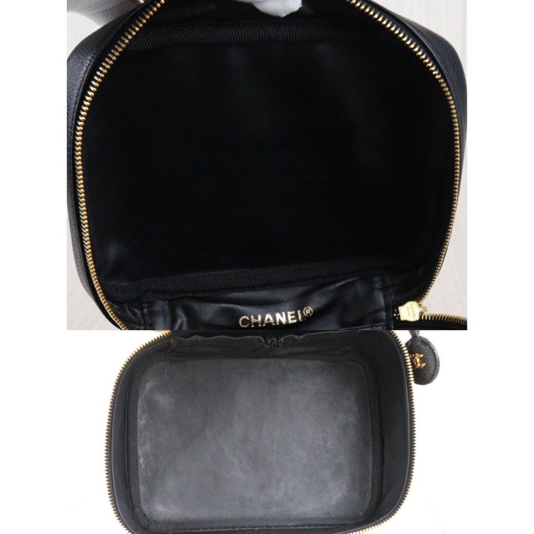 Rank A ｜ CHANEL Caviar Skin Vanity Handbag Black Made In 1994～1996 Year｜V23091510