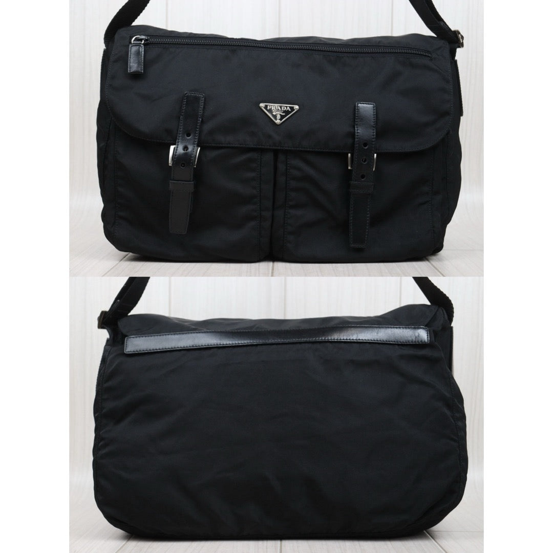 Good ( Rank AB) ｜Prada  Nylon ShoulderBag Black Silver Hardware｜25062306
