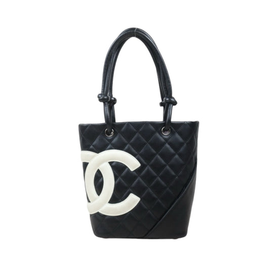 Good ( Rank AB) ｜ CHANEL Cambon Line Mini ToteBag Black White Made In 2003-2004 Year｜V24103117