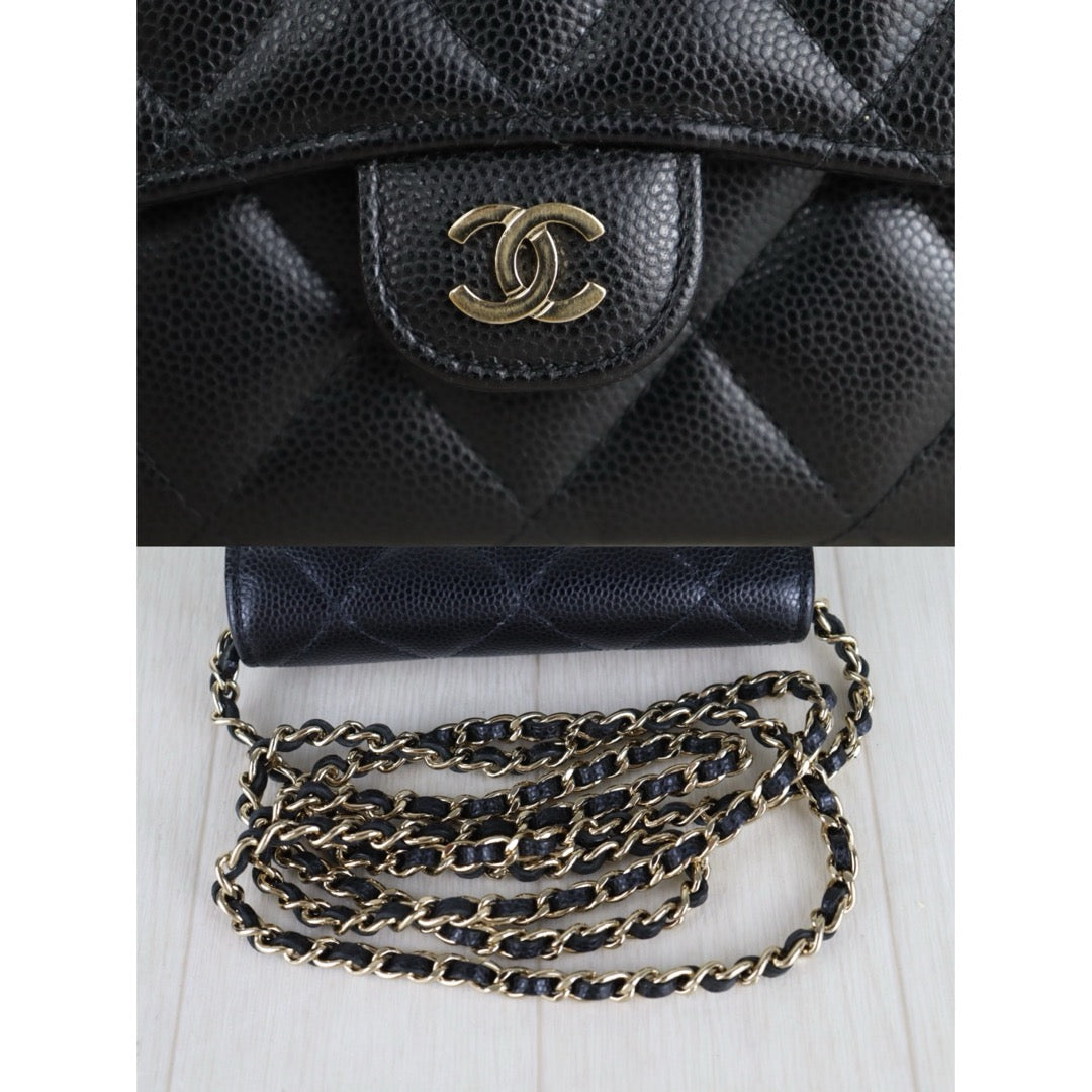 Include Entrupy Certificate of Authenticity｜Very Good（Rank A）｜CHANEL Caviar Skin Matrasse Chain Mini Shoulder Bag Made In 2021-2022Year｜S26072508