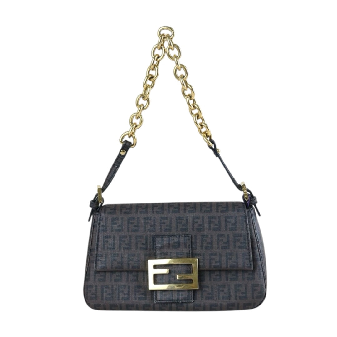Include Entrupy Certificate of Authenticity｜Good ( Rank AB)｜ FENDI Zucca Mamma Baguette Shoulder Bag Brown｜S26073109