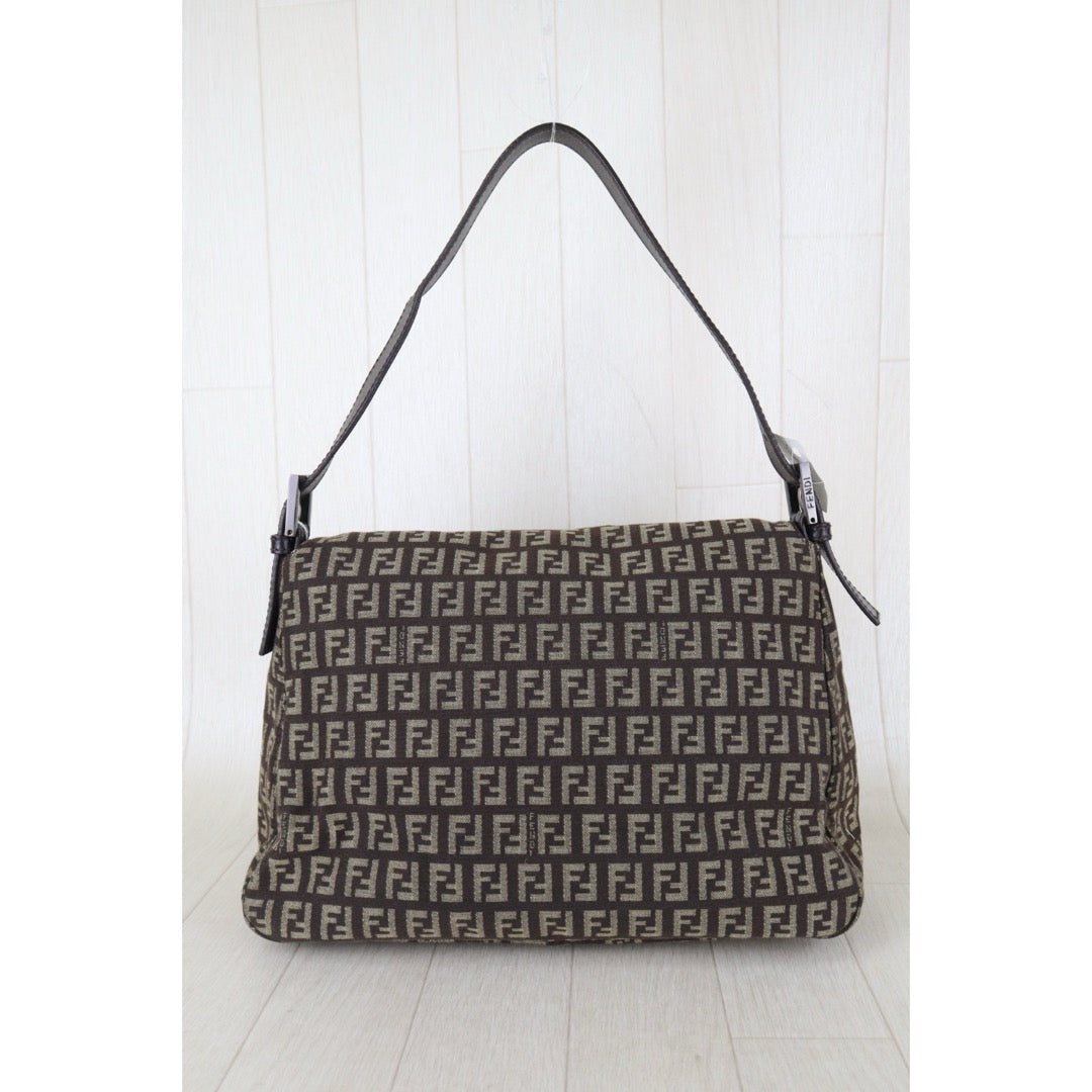 Include Entrupy Certificate of Authenticity｜Good ( Rank AB)｜ FENDI Zucca Mamma Baguette Shoulder Bag Brown｜S26082302