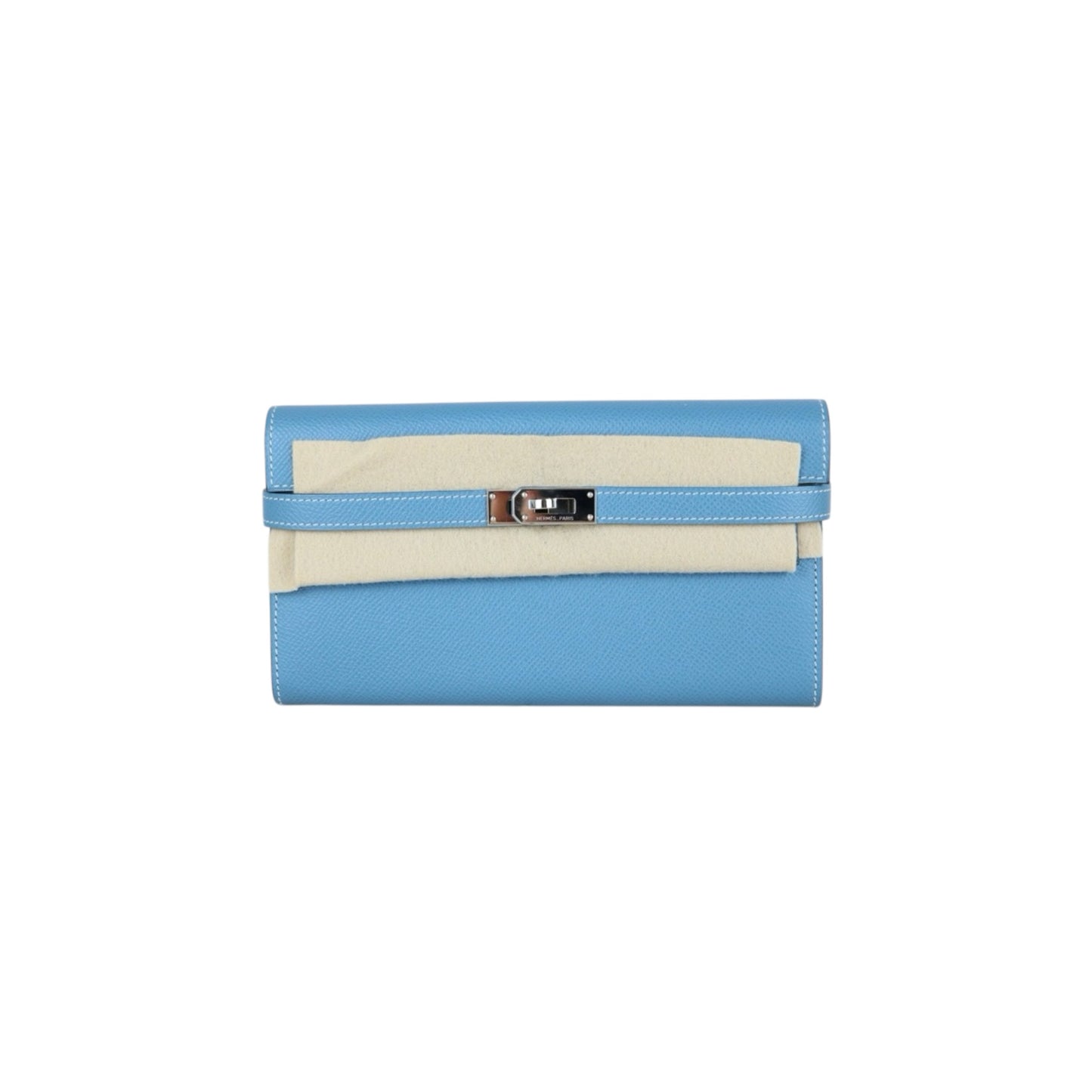 Excellent（Rank SA)｜ HERMES Epson Skin Kelly Wallet Blue Jean □Q Stamp Made In 2013Year｜X25082405