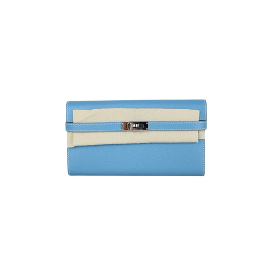 Excellent（Rank SA)｜ HERMES Epson Skin Kelly Wallet Blue Jean □Q Stamp Made In 2013Year｜X25082405