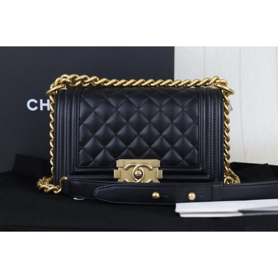 Include Entrupy Certificate of Authenticity｜Excellent（Rank SA）｜Full Set CHANEL Caviar Skin  LeBoy Chain Shoulder Bag Small Black   IC Chips Model ｜S26041403
