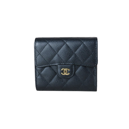 Very Good ( Rank A)｜Chanel Caviar Skin Black Wallet Made In 2016-2017Year ｜S25071505