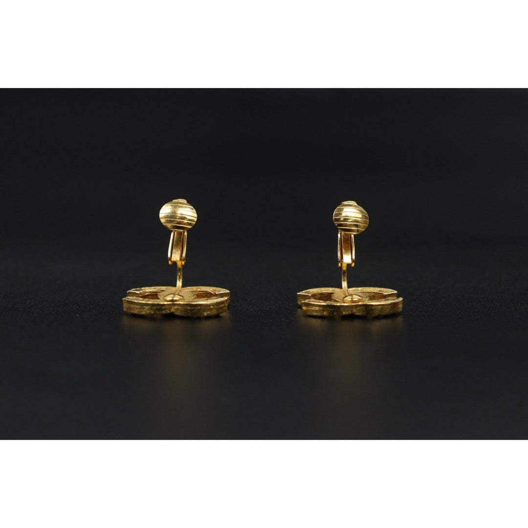 Very Good ( Rank A) ｜ CHANEL Coco Mark 18K Gold Rhinestone Earrings ｜25111409