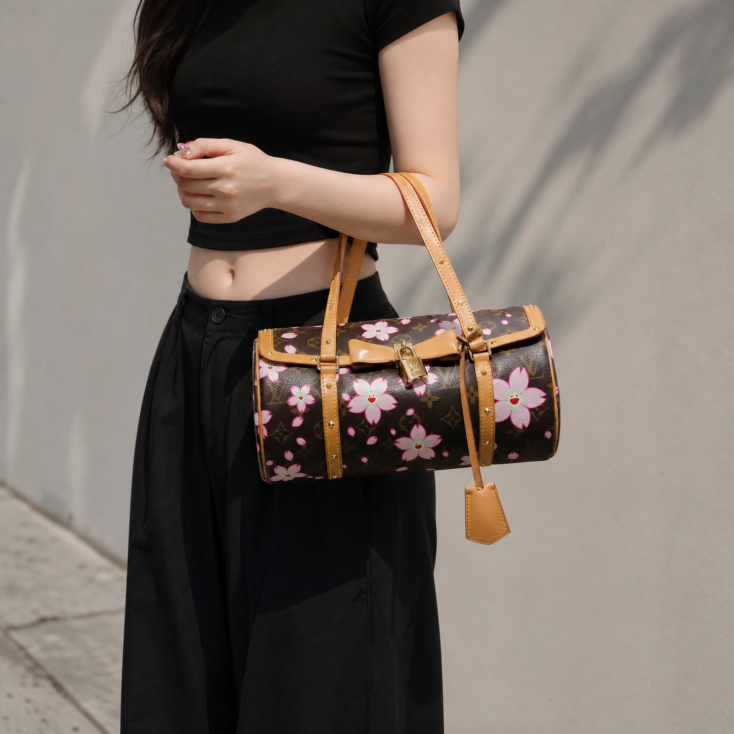 Include Entrupy Certificate of Authenticity｜Good ( Rank AB)｜ Louis Vuitton Monogram Takashi Murakam Cherry Blossom Papillon 26 Handbag ｜S26072544