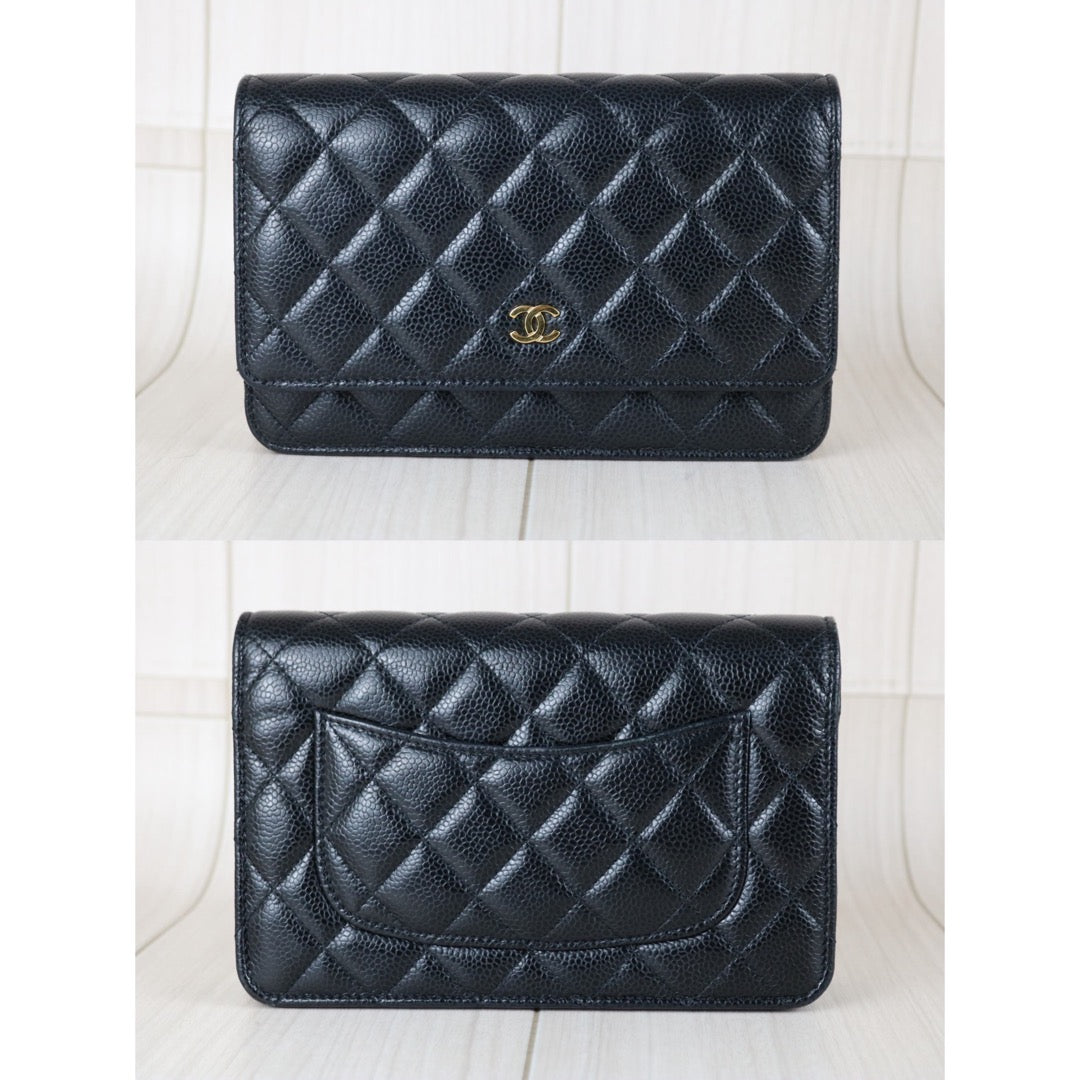 Include Entrupy Certificate of Authenticity｜Very Good ( Rank A) ｜Full Set CHANEL Matrasse Chain Caviar Skin WOC19 Shoulder Bag Black Made In 2020Year ｜S26031903