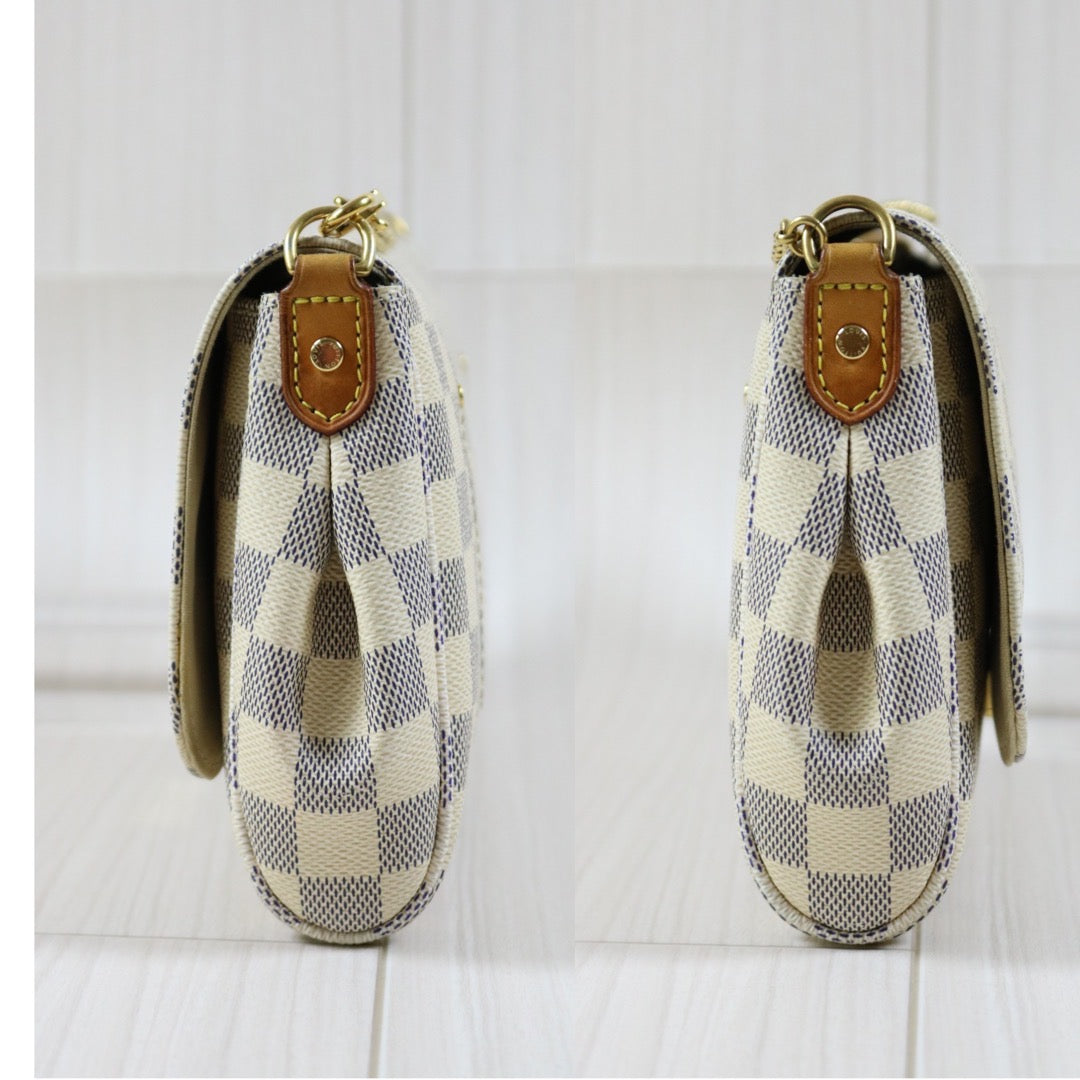 Rank A ｜ Louis Vuitton Damier Azur Favorite MM Shoulder Bag｜S24040205