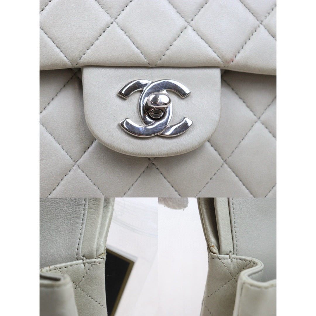 Good ( Rank AB)｜ CHANEL  Lamb Skin  Double Flap 25 Shoulder Bag Grey Made in 1997-1999 Year ｜P25012203
