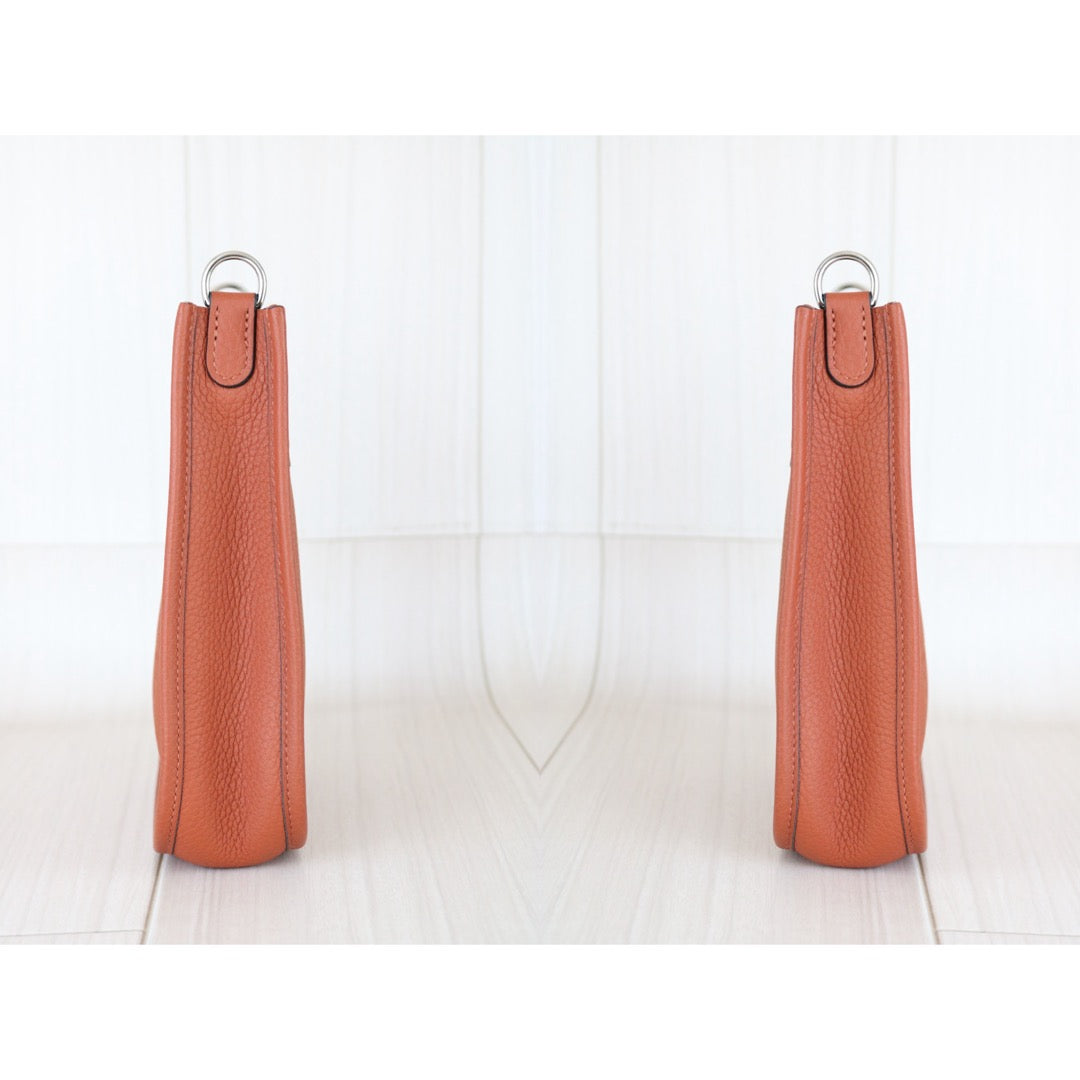 Include Entrupy Certificate of Authenticity｜Very Good ( Rank A)｜ Full Set HERMES Clemence Leather Mini Evelyn 16 Shoulder Bag Potiron D Stamp Made In 2019Year｜X26030702