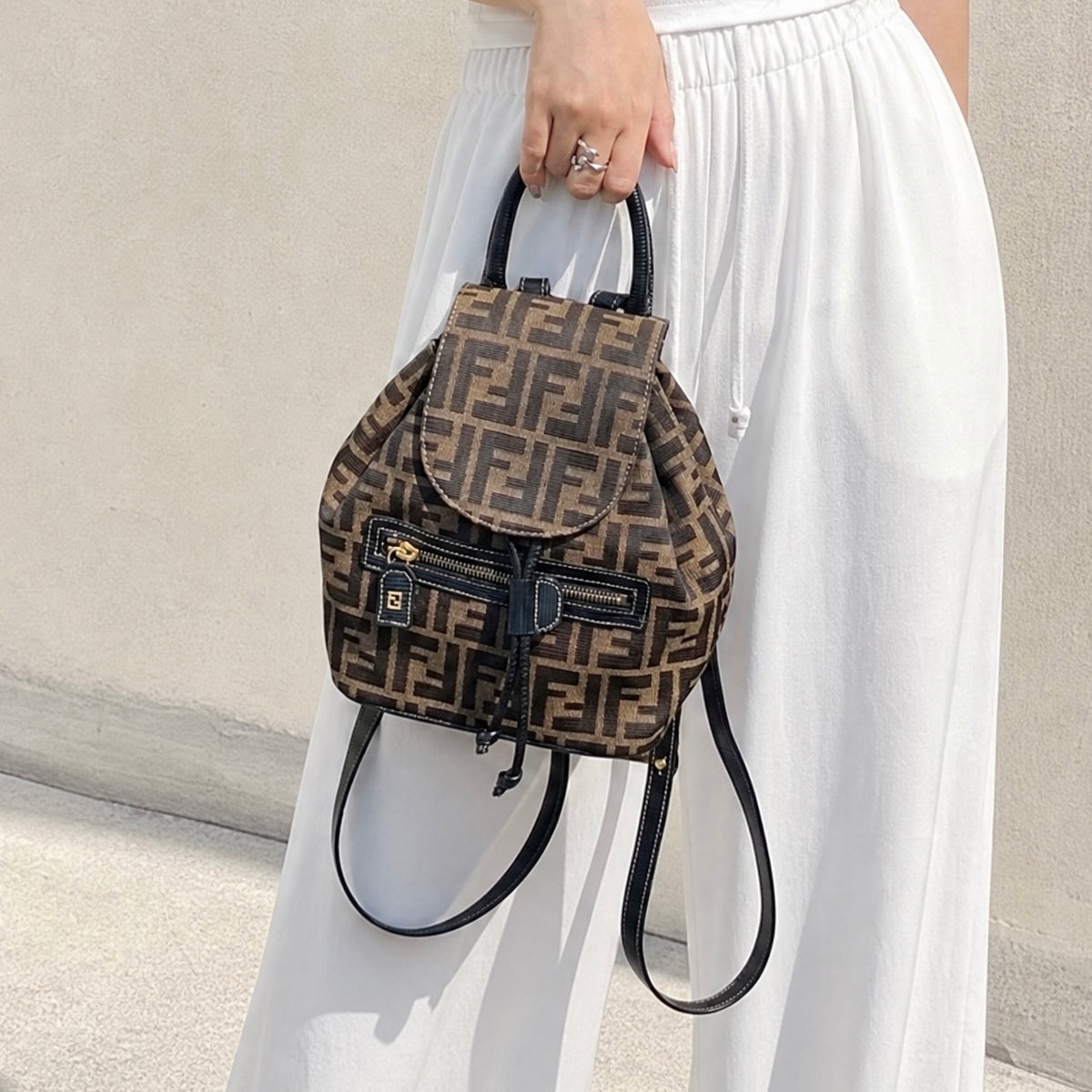 Include Entrupy Certificate of Authenticity｜Good ( Rank AB)｜ FENDI Mamma Mixed-leather Mini  Backpack｜S26080613