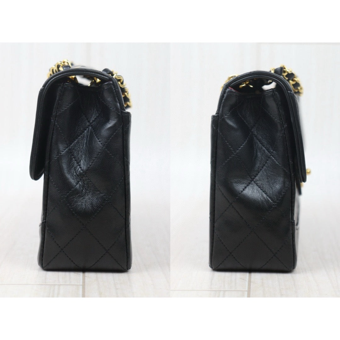 Good ( Rank AB)｜ CHANEL  Lamb Skin Black Single Flap 25  Shoulder Bag Made in 1989-1991 Year ｜P24110107