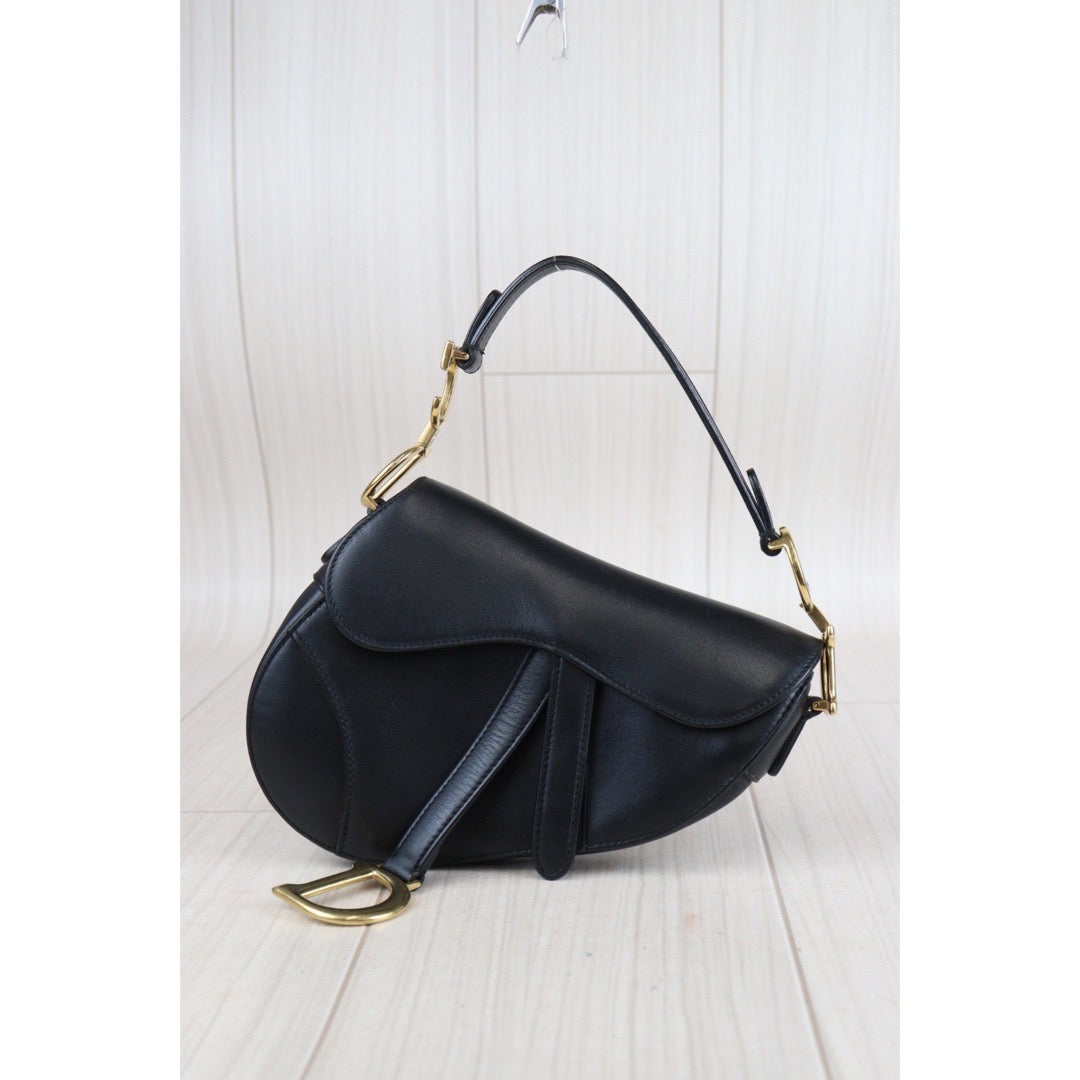 Rank A ｜Dior Smooth Calfskin Mini Saddle Bag Black ｜23080307