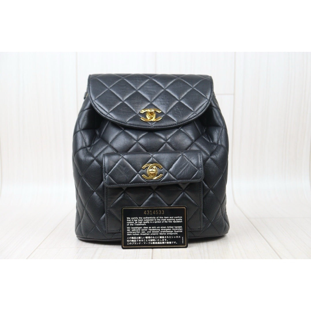 Good ( Rank AB)｜CHANEL  Lamb Skin Duma Backpack  Black Made in 1996-1997 Year｜P24092404