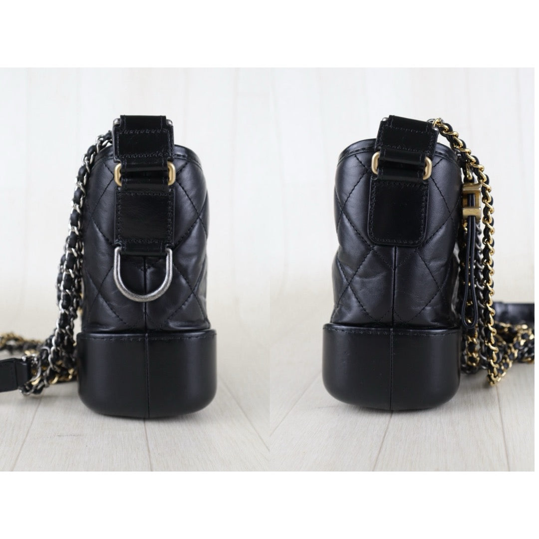 Include Entrupy Certificate of Authenticity｜Good ( Rank AB) ｜CHANEL PM Gabrielle Calf Leather Shoulder Bag Black Made In 2018Year｜S26073113