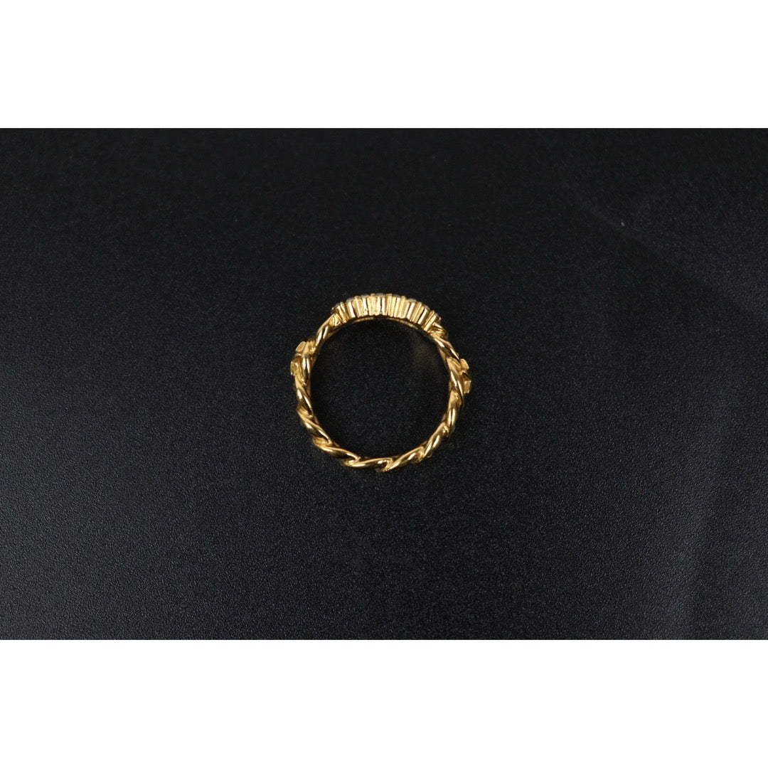Very Good ( Rank A) ｜ Dior Rhinestone Golden Plated Ring M Size ｜V25110624