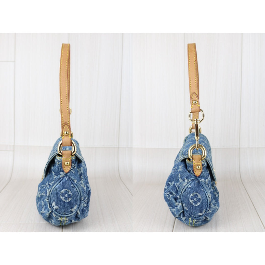 Include Entrupy Certificate of Authenticity｜Very Good ( Rank A) ｜ Louis Vuitton Monogram Denim Mini Pleaty Shoulder Bag Blue｜S26042505