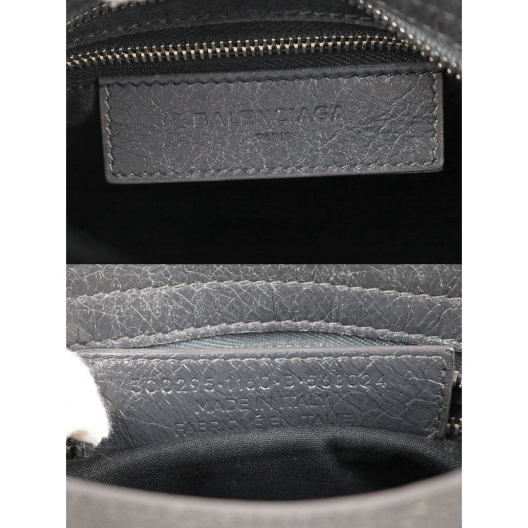 Include Entrupy Certificate of Authenticity｜Good ( Rank AB)｜Balenciaga Waxed Leather Classic City Mini Grey HandBag Shoulder Bag ｜S26070304