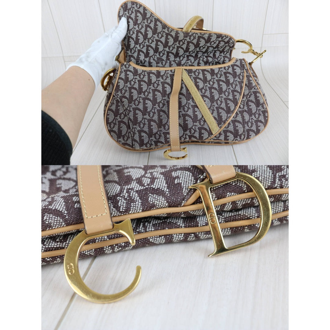 Include Entrupy Certificate of Authenticity｜Very Good ( Rank A)｜Dior Trotter Saddle Vintage Shoulder Bag Brown｜S26031516