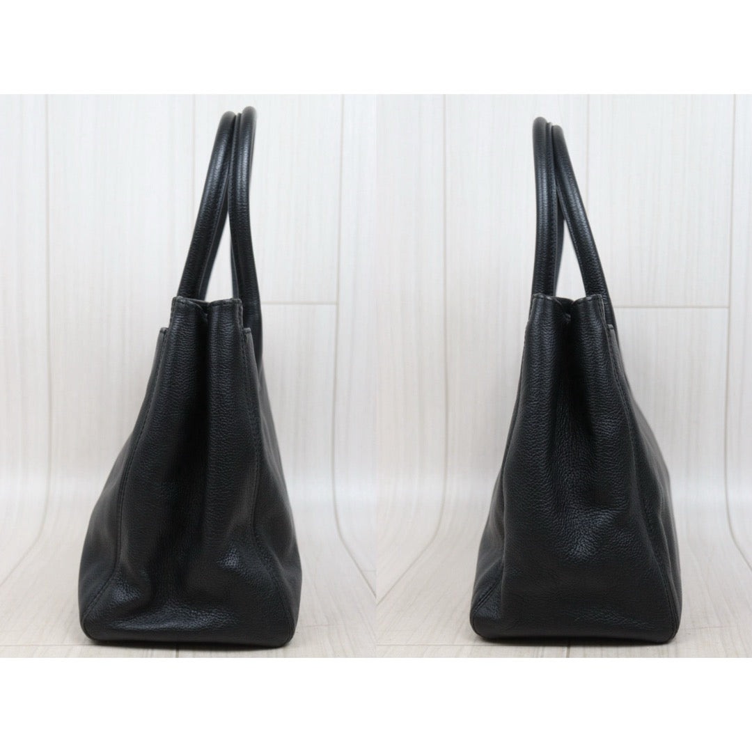Good ( Rank AB) ｜CHANEL Calf Leather Cerf Tote Shoulder Bag Black Made in 2004-2005Year｜25112502