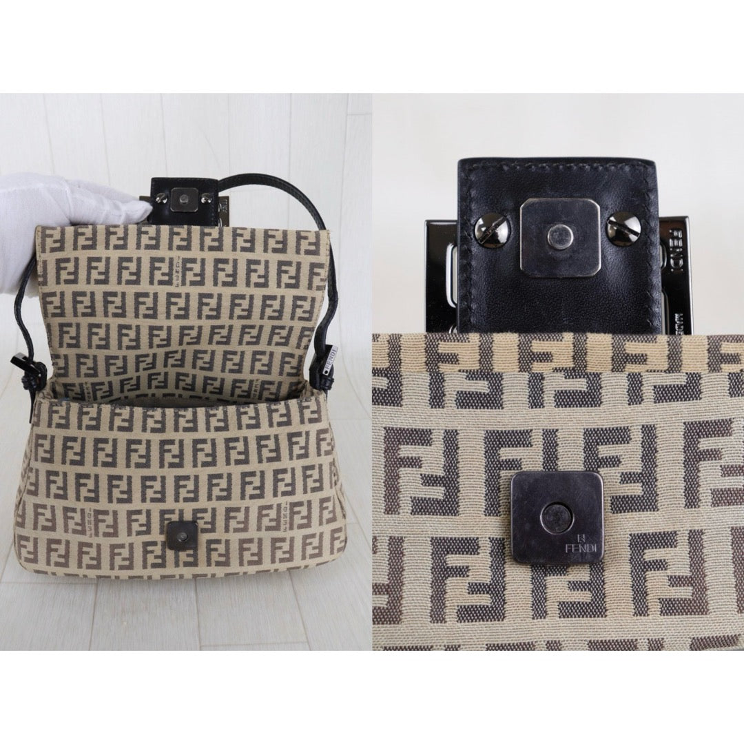 Include Entrupy Certificate of Authenticity｜Good ( Rank AB)｜ FENDI Zucca Mamma Baguette Shoulder Bag Beige｜S26011901