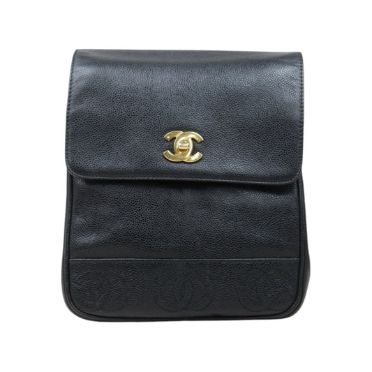 Good ( Rank AB)｜CHANEL  Caviar Skin Leather Calf Leather Backpack  Black Made in 1996-1997Year｜P25041405