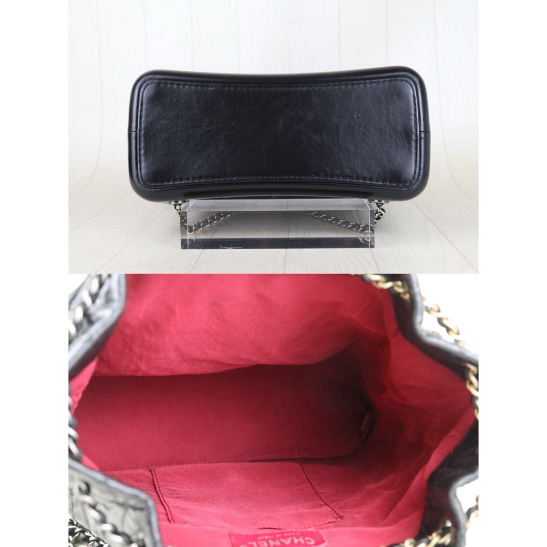 Include Entrupy Certificate of Authenticity｜Good ( Rank AB)｜ CHANEL Gabrielle Calfskin Chain Backpack MM Black Made In 2018-2019Year｜S26090733